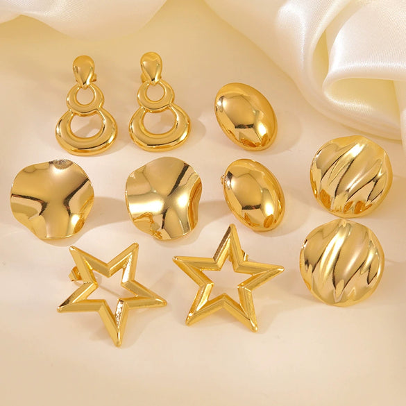 Wholesale Light Luxury Style Stamped Stainless Steel Geometric Flower Earrings For Women