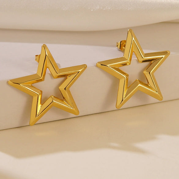 Wholesale Light Luxury Style Stamped Stainless Steel Geometric Flower Earrings For Women