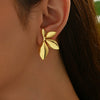 Wholesale Light Luxury Style Stamped Stainless Steel Leaf Earrings For Women