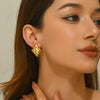 Wholesale Light Luxury Style Stamping Geometric Square Texture Stainless Steel Earrings For Women
