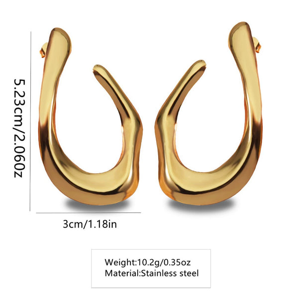 Wholesale Light Luxury Style Stamping Stainless Steel Geometric Ushaped Asymmetrical Earrings For Women