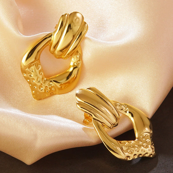 Wholesale Light Luxury Style Stamping Stainless Steel Irregular Geometric Earrings For Women