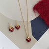 Wholesale Light Luxury Style Titanium Steel And Copper Heart Water Drop Bell Pattern Electroplated Earrings And Necklaces Set For Women