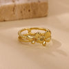 Wholesale Light Luxury Sweet Highend Threedimensional Butterfly Gold Plated Doublelayer Women's Ring