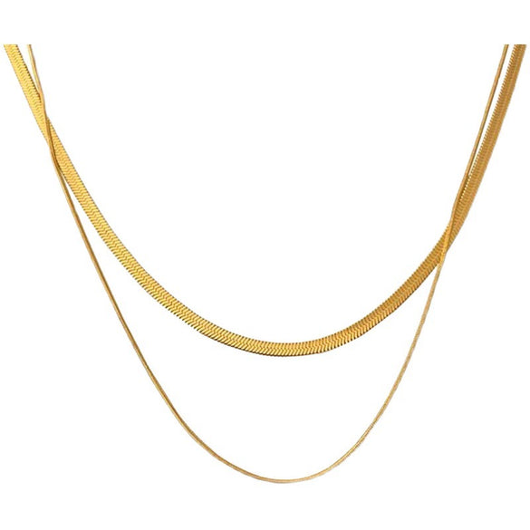 Wholesale Light Luxury Titanium Steel Double Layer Overlapping Necklace With Geometric Design And Electroplating Treatment For Women And Men Snake Bone And Blade Chain