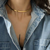 Wholesale Light Luxury Titanium Steel Double Layer Overlapping Necklace With Geometric Design And Electroplating Treatment For Women And Men Snake Bone And Blade Chain