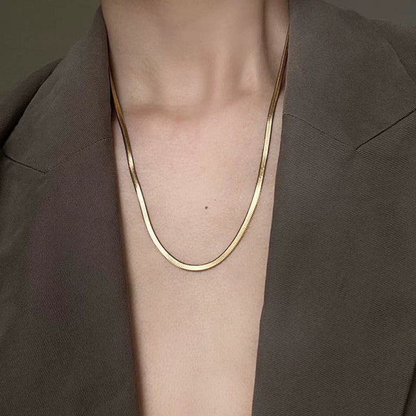 Wholesale Light Luxury Titanium Steel Double Layer Overlapping Necklace With Geometric Design And Electroplating Treatment For Women And Men Snake Bone And Blade Chain