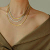 Wholesale Light Luxury Titanium Steel Double Layer Overlapping Necklace With Geometric Design And Electroplating Treatment For Women And Men Snake Bone And Blade Chain