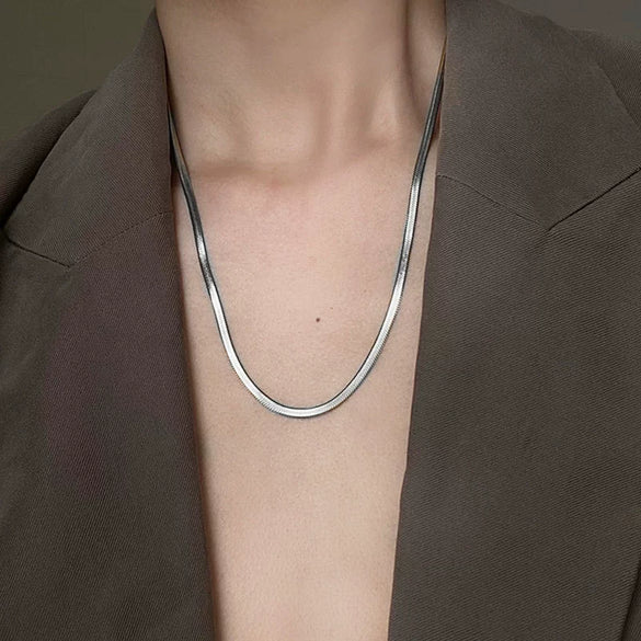 Wholesale Light Luxury Titanium Steel Double Layer Overlapping Necklace With Geometric Design And Electroplating Treatment For Women And Men Snake Bone And Blade Chain
