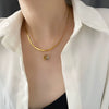 Wholesale Light Luxury Titanium Steel Doublering Snake Bone Chain Geometric Electroplated Unisex Necklace