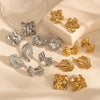 Wholesale Light Luxury Titanium Steel Earrings With Bow Flower Geometric Design Electroplated