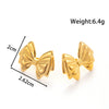 Wholesale Light Luxury Titanium Steel Earrings With Bow Flower Geometric Design Electroplated
