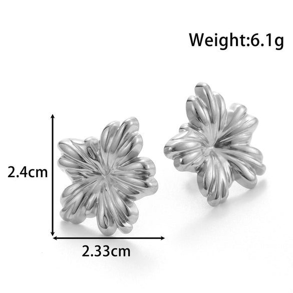 Wholesale Light Luxury Titanium Steel Earrings With Bow Flower Geometric Design Electroplated
