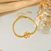 Wholesale Light Luxury Titanium Steel Fourleaf Clover Women's Bracelet With Love Marking Pendant And Electroplating Design