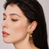 Wholesale Light Luxury 316L Stainless Steel Freshwater Pearl Flower Earrings With Pleated Petal Tassel And Geometric Design
