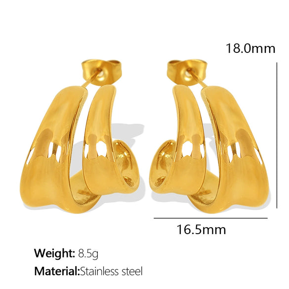 Wholesale Light Luxury 316L Stainless Steel Gold Plated Ushape Earrings For Women