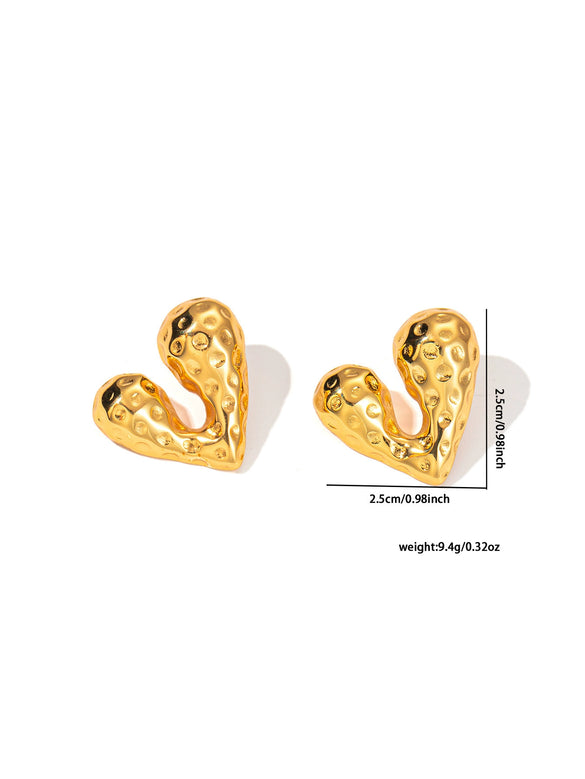 Wholesale Light Luxury Titanium Steel Heart Shape Electroplated Earrings