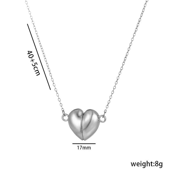 Wholesale Light Luxury Titanium Steel Heart Shape Pendant Ochain Necklace With Magnetic Suction Buckle And Electroplating Treatment