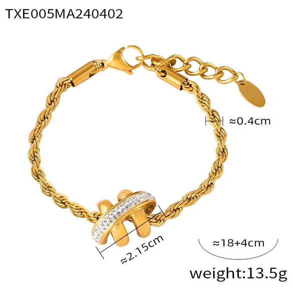 Wholesale Light Luxury Titanium Steel Hemp Rope Woven Jewelry Set With Electroplating For Women Necklace Bracelet Ring Earrings