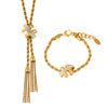Wholesale Light Luxury Titanium Steel Hemp Rope Woven Jewelry Set With Electroplating For Women Necklace Bracelet Ring Earrings
