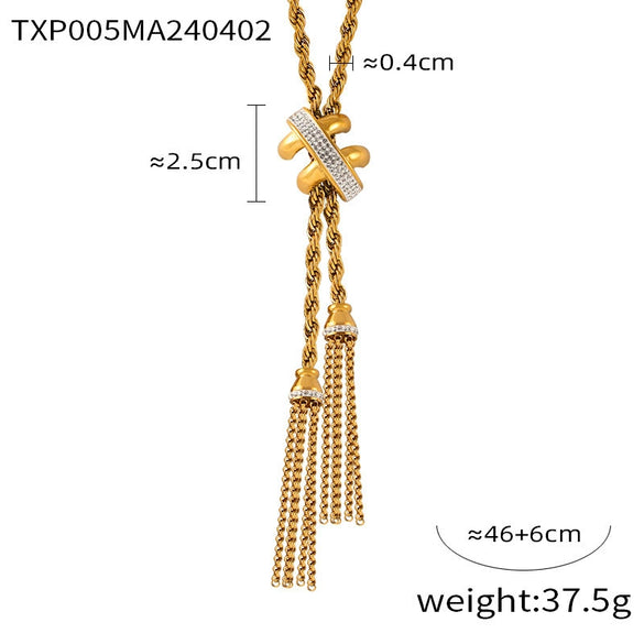 Wholesale Light Luxury Titanium Steel Hemp Rope Woven Jewelry Set With Electroplating For Women Necklace Bracelet Ring Earrings