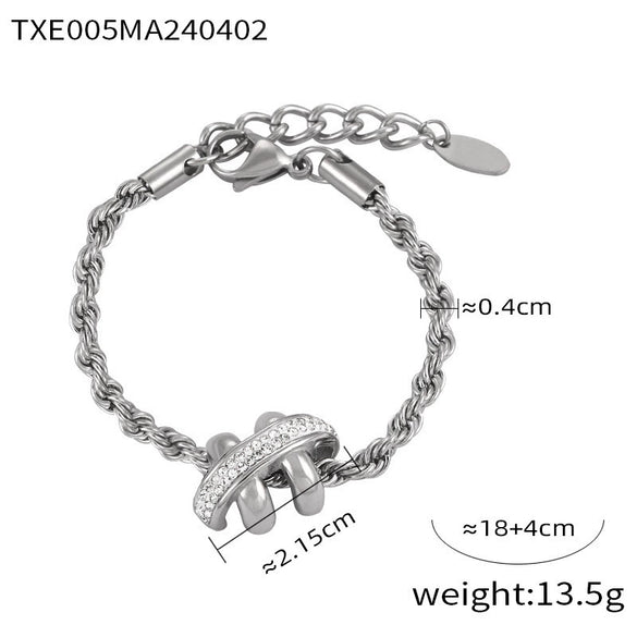 Wholesale Light Luxury Titanium Steel Hemp Rope Woven Jewelry Set With Electroplating For Women Necklace Bracelet Ring Earrings