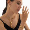 Wholesale Light Luxury Titanium Steel Hemp Rope Woven Jewelry Set With Electroplating For Women Necklace Bracelet Ring Earrings
