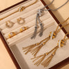 Wholesale Light Luxury Titanium Steel Hemp Rope Woven Jewelry Set With Electroplating For Women Necklace Bracelet Ring Earrings