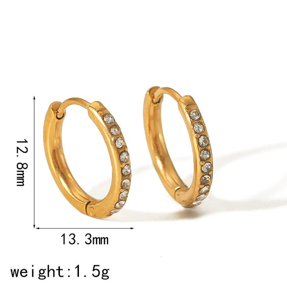 Wholesale Light Luxury Titanium Steel 18K Gold Zircon Geometric Earrings For Women