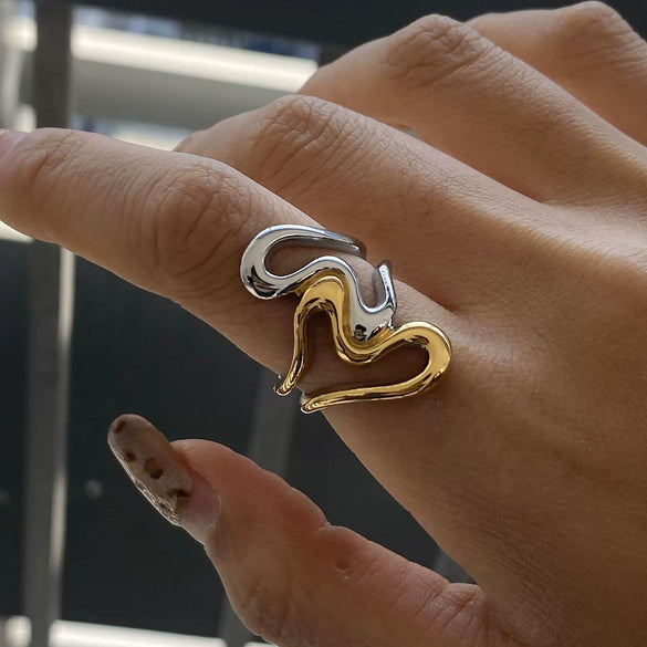 Wholesale Light Luxury Titanium Steel Ring With Geometric Design Electroplated For Women