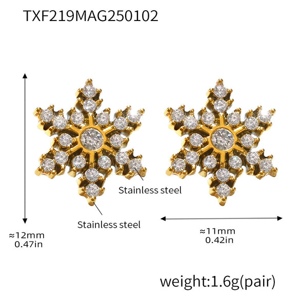 Wholesale Light Luxury Titanium Steel Zircon Jewelry Set With Snowflake Pattern For Women Necklace Bracelet Earrings Electroplated