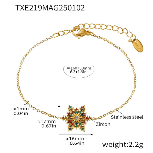 Wholesale Light Luxury Titanium Steel Zircon Jewelry Set With Snowflake Pattern For Women Necklace Bracelet Earrings Electroplated