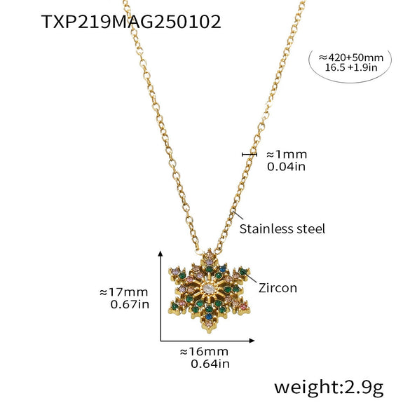 Wholesale Light Luxury Titanium Steel Zircon Jewelry Set With Snowflake Pattern For Women Necklace Bracelet Earrings Electroplated