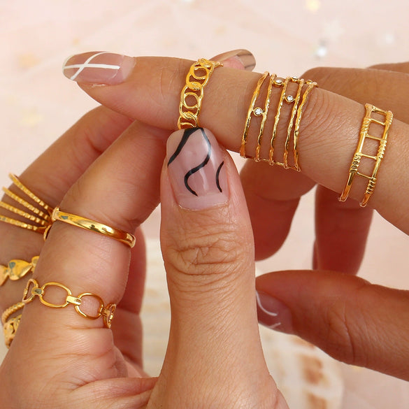 Wholesale Light Luxury Trendy Stainless Steel Open Hollow Ring With Geometric Design And Electroplating For Women
