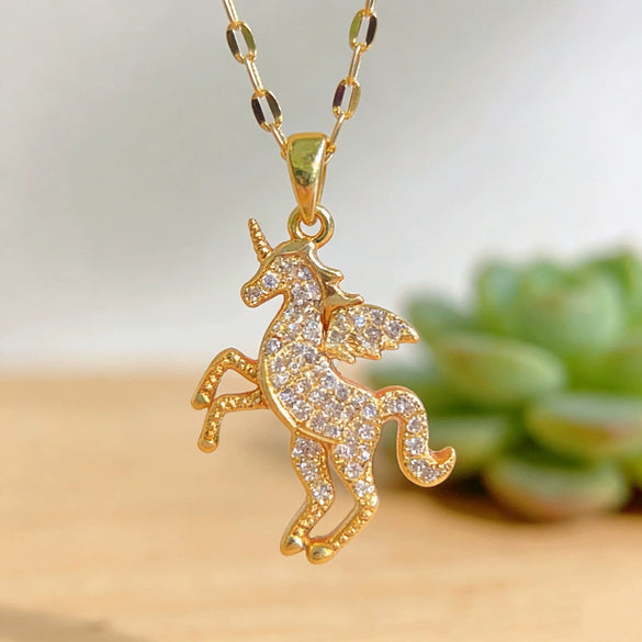 Wholesale Light Luxury Unicorn Titanium Steel And Copper Inlaid With Zircon Necklace For Women
