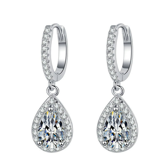 Wholesale Light Luxury Water Drop Shape Copper Inlaid Zircon Geometric Earrings For Women