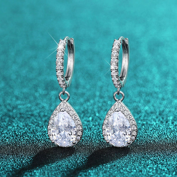 Wholesale Light Luxury Water Drop Shape Copper Inlaid Zircon Geometric Earrings For Women