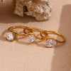 Wholesale Light Luxury Wave Ring In Stainless Steel With Geometric Pattern And 18K Gold Plated Electroplating For Women