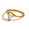 Wholesale Light Luxury Wave Ring In Stainless Steel With Geometric Pattern And 18K Gold Plated Electroplating For Women