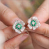 Wholesale Light Luxury Women's Copper Earrings With Inlaid Zircon And Flower Design