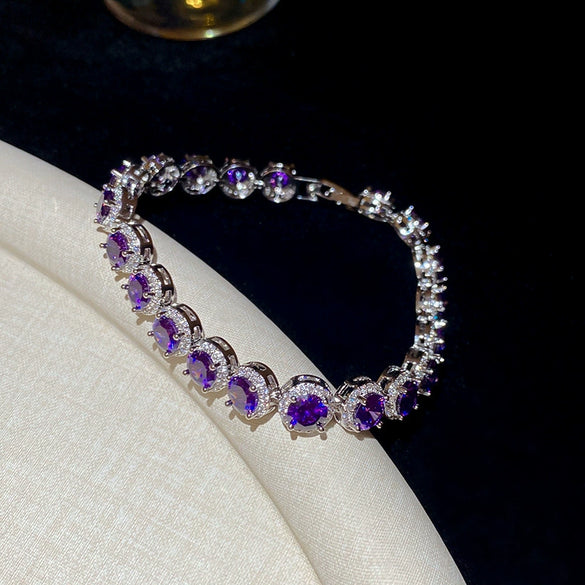 Wholesale Light Luxury Women's Copper Zircon Horseshoe Buckle Geometric Bracelet 18K Real Gold Electroplated