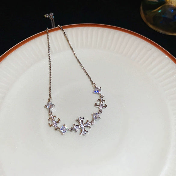 Wholesale Light Luxury Women's Copper Zircon Horseshoe Buckle Geometric Bracelet 18K Real Gold Electroplated