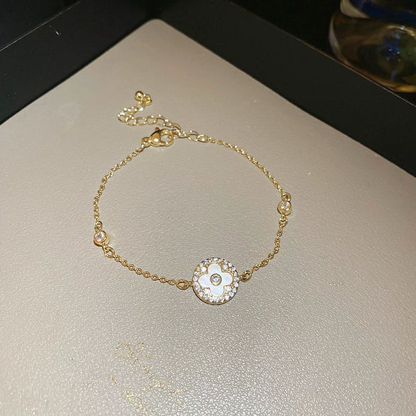 Wholesale Light Luxury Women's Copper Zircon Horseshoe Buckle Geometric Bracelet 18K Real Gold Electroplated