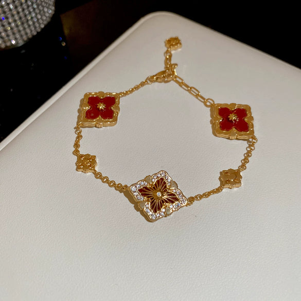 Wholesale Light Luxury Women's Copper Zircon Horseshoe Buckle Geometric Bracelet 18K Real Gold Electroplated