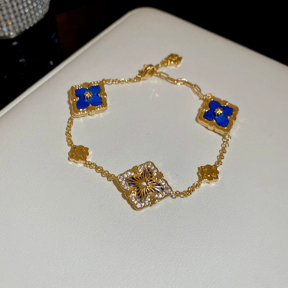 Wholesale Light Luxury Women's Copper Zircon Horseshoe Buckle Geometric Bracelet 18K Real Gold Electroplated