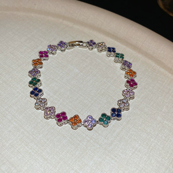 Wholesale Light Luxury Women's Copper Zircon Horseshoe Buckle Geometric Bracelet 18K Real Gold Electroplated