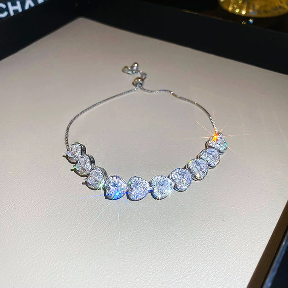 Wholesale Light Luxury Women's Copper Zircon Horseshoe Buckle Geometric Bracelet 18K Real Gold Electroplated