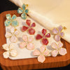 Wholesale Light Luxury Women's Dripping Oil Flower Stainless Steel Earrings