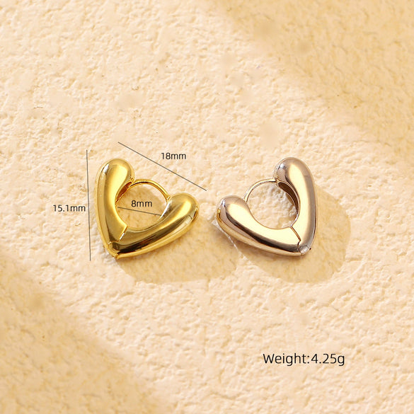 Wholesale Light Luxury Women's Earrings S925 Silver Heart Shape Electroplating Minimalist Geometric Design