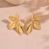 Wholesale Light Luxury Women's Hydraulic Pressure Stainless Steel Leaf Earrings